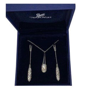 Swarovski Silver Crystal Pave Drop‎ Set Necklace